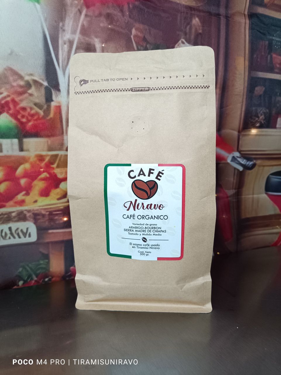 Menú Precios Tiramisú Café Chocolate 76 Café Niravo Orgánico Natural Bolsa 500 gr
