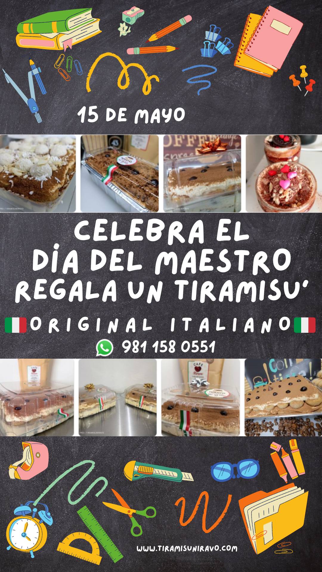 Celebra el Dia del Maestro Regala un Tiramisu Original Italiano