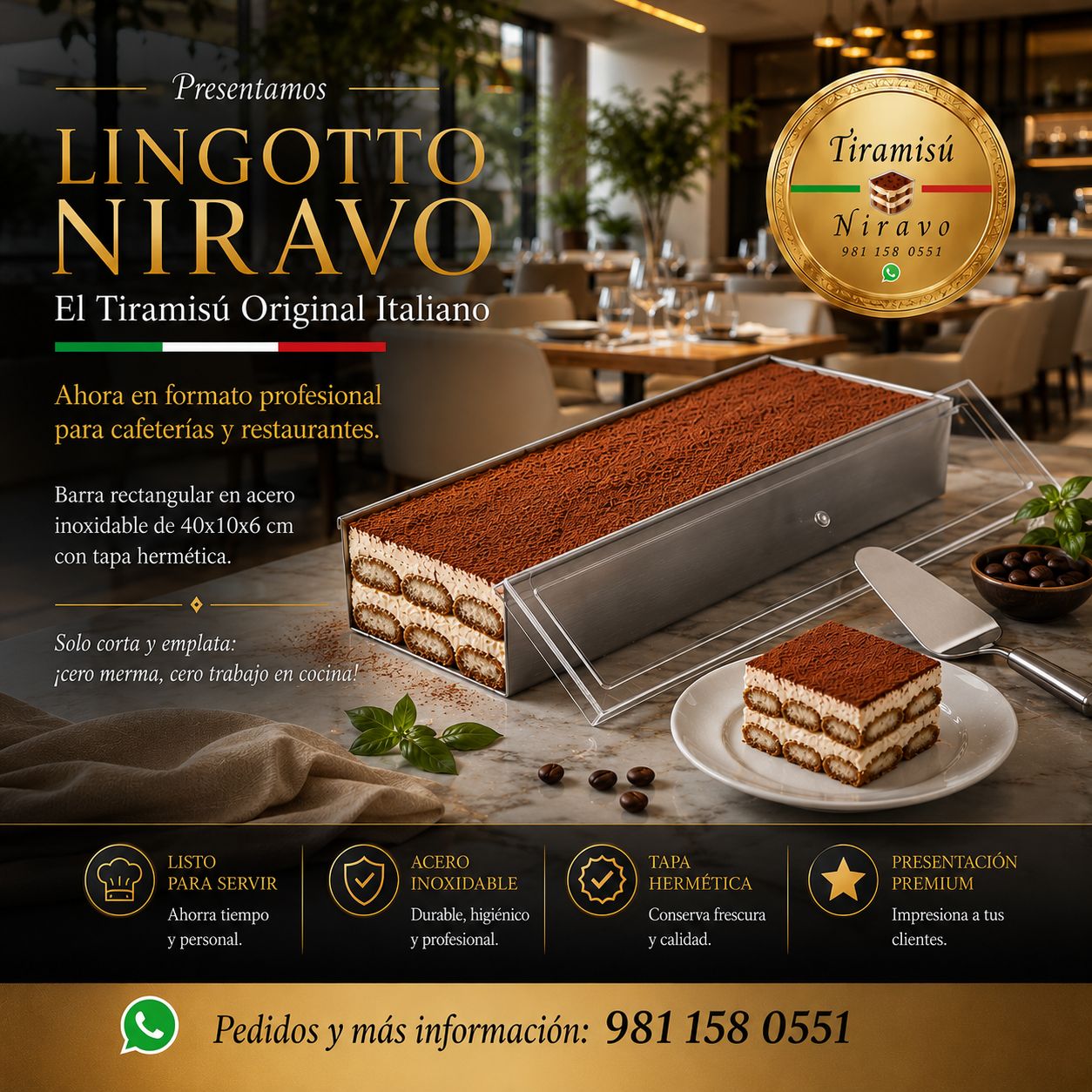 Lingotto Niravo Tiramisu Original Italiano Cafeterias Restaurantes