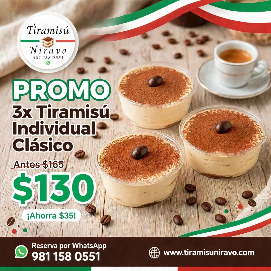 Promocion 3x130 Tiramisu Clasico Niravo Original Italiano