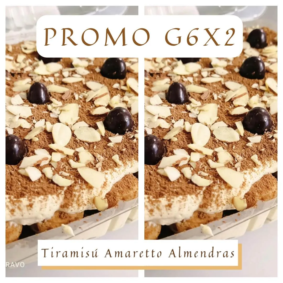 Tiramisú Promo 2 Charolas G6 Amaretto Almendras