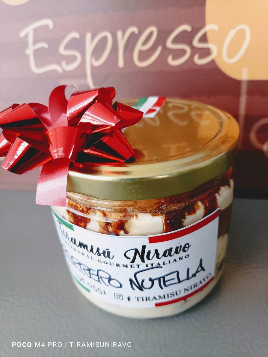 Tiramisu Niravo Gourmet Ferrero Rocher Nutella en Frasco de Vidrio Foto 3