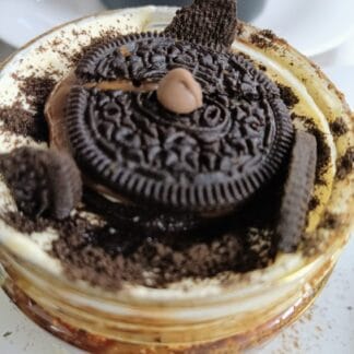 Tiramisú Gourmet Oreo c/s Nutella en Frasco de Vidrio